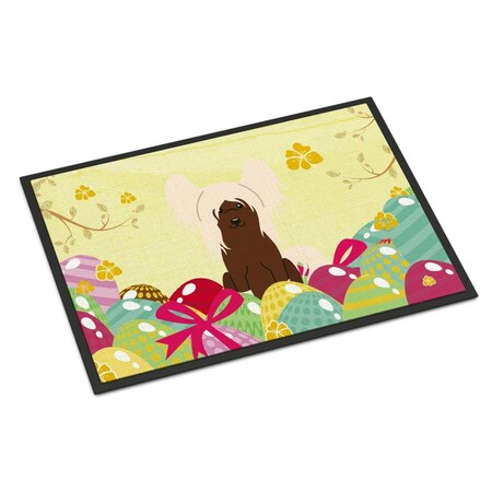 Carolines Treasures 24 x 36 in. Easter Eggs Chinese Crested Cream Indoor or Outdoor Mat BB6113JMAT